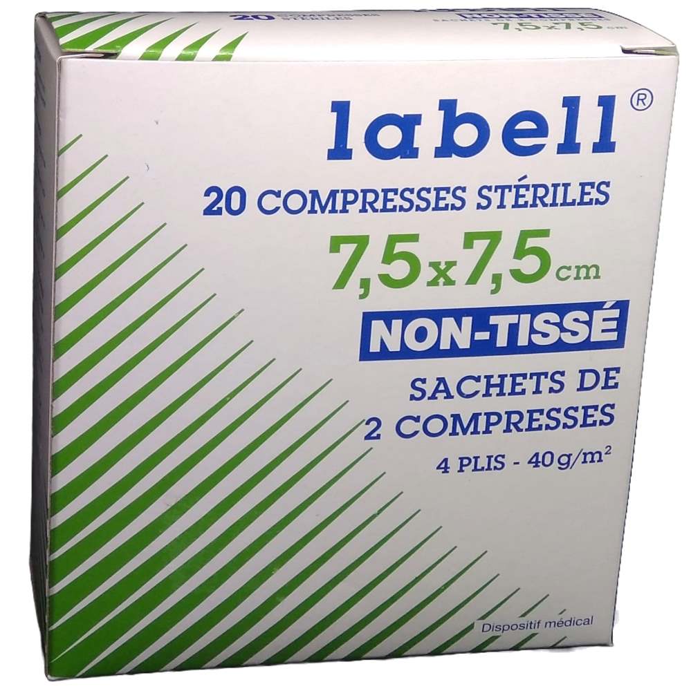 COMPRES NON TISSE STER LABELL 7.5X7.5/20