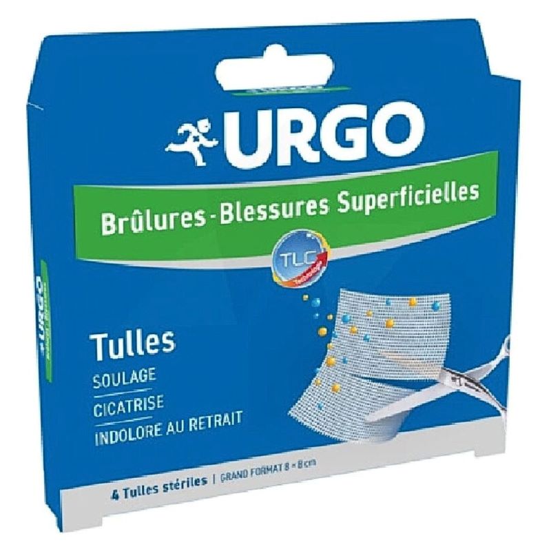 URGO BRULURES TULLE 8X8CM B/4